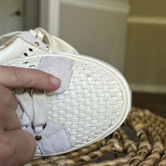 Joie Handan WHITE Woven Leather Platform Lace-Up Sneakers EU 37.5 US 7.5 - Picture 11 of 16